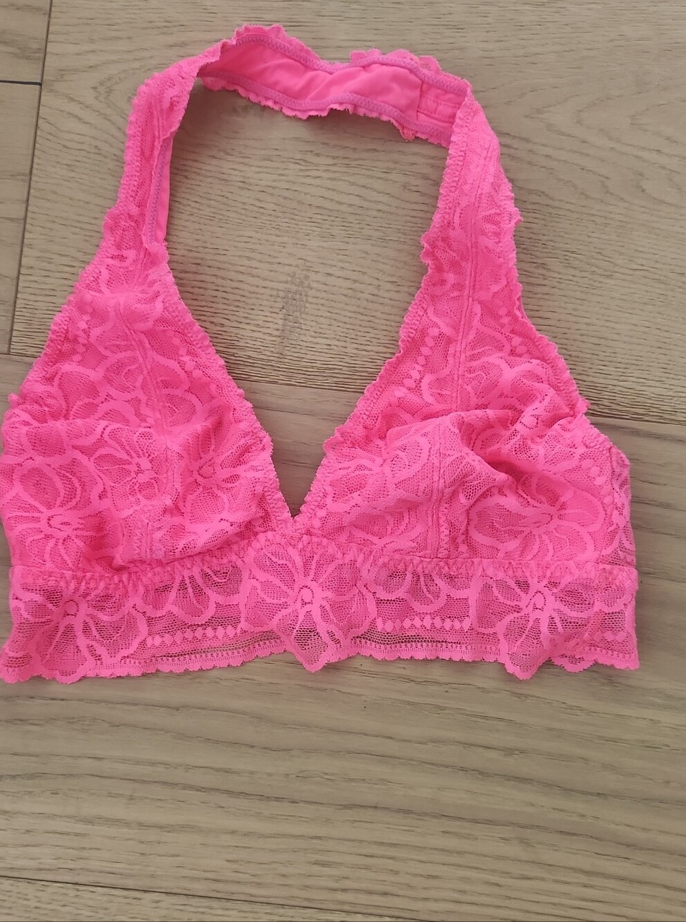 Victoria's Secret Neon Pink Lace Halter Bralette
